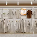 Modern Clothing Store Interior with Lingerie Displays Mannequins and Hanging Clothes