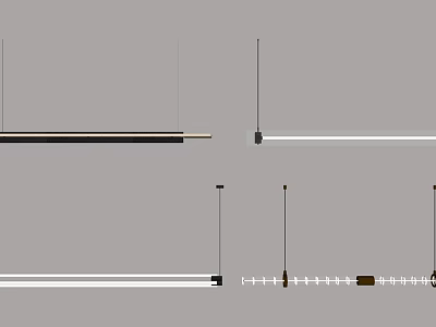 Minimalist Linear Chandelier Design With LED Lighting And Metal Suspension Structure 3d model