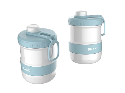 White And Light Blue Thermos Flask With Handle BRAND Design 3d model