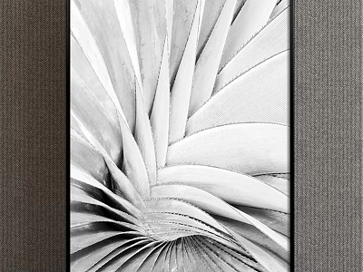 Black and White Botanical Plant Painting With Abstract Leaf Design For Wall Decor 3d model