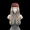 Game Movie Character With Red Crocheted Hat Blonde Long Braided Hair On Black Background