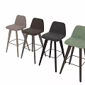 Modern Bar Stools With Light Pink Upholstered Seat Wooden Legs And Black Crossbar