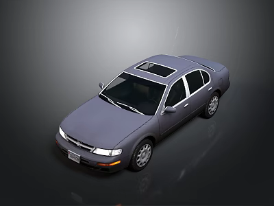 Gray Four Door Sedan Car With Sunroof And Sleek Exterior Design 3d model