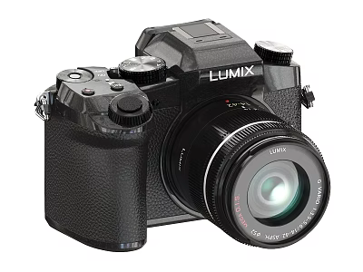 LUMIX Digital Camera Black Body Professional Lens And Manual Control Dials 3d model