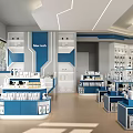 Modern Digital Store Interior With Product Displays And Blue White Theme 3d model