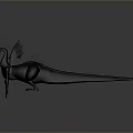 Black Dragon Game Movie Character With Spiky Back Wings Yellow Eyes And Purple Underbelly
