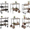 Commercial Kitchen Mobile Carts Multi Shelf Design With Wheels For Storage And Supplies