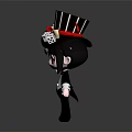 Game and Movie Character With Top Hat Dice Decoration White Hair Red Eyes Black Coat