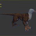 Mythical Hybrid Creature Sculpture With Dinosaur Body Leopard Print Eagle Head And Orange Claws