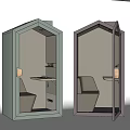 House Shaped Light Green And Gray Compact Bathroom Pods With Toilet Sink And Purple Seat