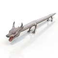 3D Mythical Dragon With Long Body Sharp Teeth Horns Open Mouth And Claws