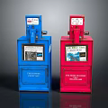 Blue and Red Fire Department Emergency Safety Boxes With Instruction Panels