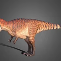 Realistic 3D Dinosaur Figure With Orange Brown Skin Red Mane And Blue Head Decoration