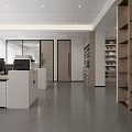Modern Office Reception Desk Interior Design With Marble Wall Greenery And Company Logo