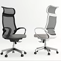Black and White Mesh Office Chair with Modern Design Armrests and Rolling Wheels
