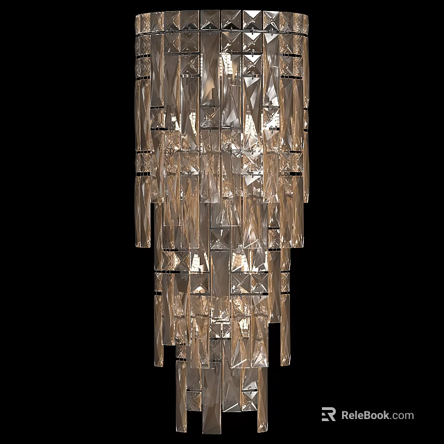 Modern Decorative Crystal Wall Lamp with Layered Transparent Glass Pieces for Elegant Home Lighting Design 3d model 