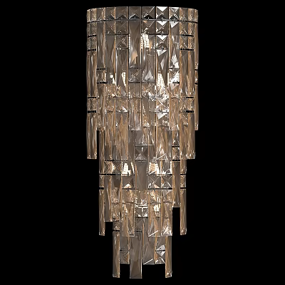 Modern Decorative Crystal Wall Lamp with Layered Transparent Glass Pieces for Elegant Home Lighting Design 3d model