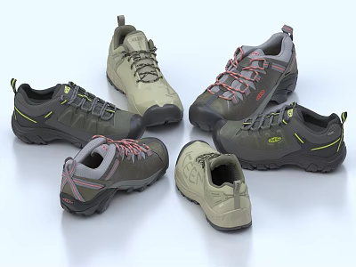 Outdoor Hiking Shoes Collection In Various Neutral Tones And Durable Design 3d model