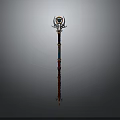 Enchanting Magic Staff With Red Shaft Blue Gemstone And Golden Top Ornament