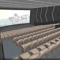 Modern Cinema Interior Design With Large Screen Comfortable Seats And Ambient Lighting