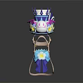 Decorative Hat Shaped Ornament With Purple Blue Crown And Flower Decorations
