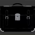 Classic Black Leather Briefcase With Metal Lock Buckle Straps And Leather Handle