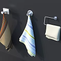 Colorful Striped Towels Hanging On Wall With Wall Mounted Towel Rack And White Towel