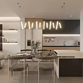 Modern Minimalist Living And Dining Room With Comfortable Grey Sofa And Exquisite Marble Coffee Table