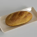 Golden Brown Bread Loaf on White Rectangular Serving Plate for Meal