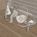 Modern Rattan Hanging Chairs With Metal Frame On Wooden Floor Near Window