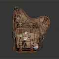 Vintage Leather Backpack With Worn Texture Decorative Patches And Classic Design