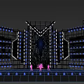 Futuristic Stage Design Featuring Blue Lighting Geometric Structures And Digital Effects 3d model