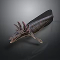 Realistic 3D Rendered Dinosaur Model With Long Body Dorsal Fin And Sharp Teeth