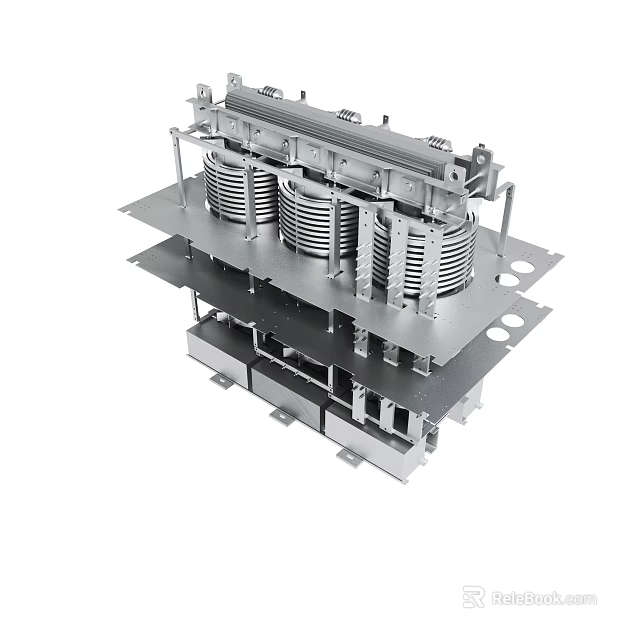 Industrial Mechanical Structure With Multi Layer Metal Components And Coils 3d model