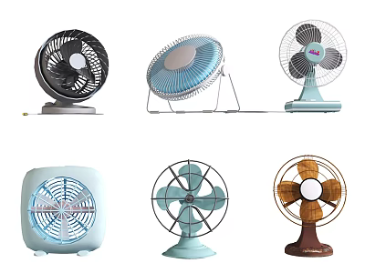 Different Types of Household Air Conditioning Fans with Diverse Styles and Colors 3d model