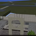 Traditional Chinese Entrance Gate With Classic Roof Eaves And Stone Pavement Green Plants