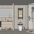 Modern Minimalist Bathroom Interior With Backlit Mirror Vanity Smart Toilet And Glass Shower Enclosure
