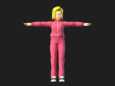 Animated Game and Movie Character With Yellow Hair Pink Tracksuit Arms Outstretched 3D Render 3d model
