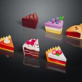 Assorted Delicious Dessert Slices With Chocolate Fruit Toppings And Colorful Layers