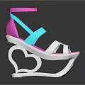 Stylish Strappy Pink And Turquoise Sandals With White Unique Sculptural Sole Design