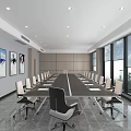 Modern Conference Room Interior With Long Table Comfortable Chairs And Large Screen 3d model