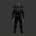 Two Sci Fi Characters And Creatures 3D Models Back View Combat Suits White Hair