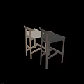 Modern Bar Stools With Light And Dark Wood Frames Upholstered Seats 3d model