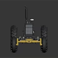 Black Heavy Duty Tractor With Yellow Wheels And Red Engine Components