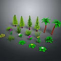 Collection of Various Plants Including Pine Trees Palm Trees Herbs And Aquatic Plants