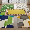 Colorful Square Rugs With Geometric Patterns And Modern Design Styles 3d model