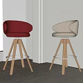 Baxter Red And Beige Leisure Chairs With Wooden Legs In Modern Interior