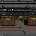 Modern Supermarket Grocery Store Interior with Organized Shelves Aisles Directional Arrows and Fresh Produce
