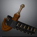 Vintage Dagger with Brown Handle Black Sheath and Bullet Belt Design