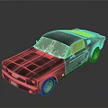 Classic Black Muscle Car With Transparent Roof And Smooth Shiny Reflective Body